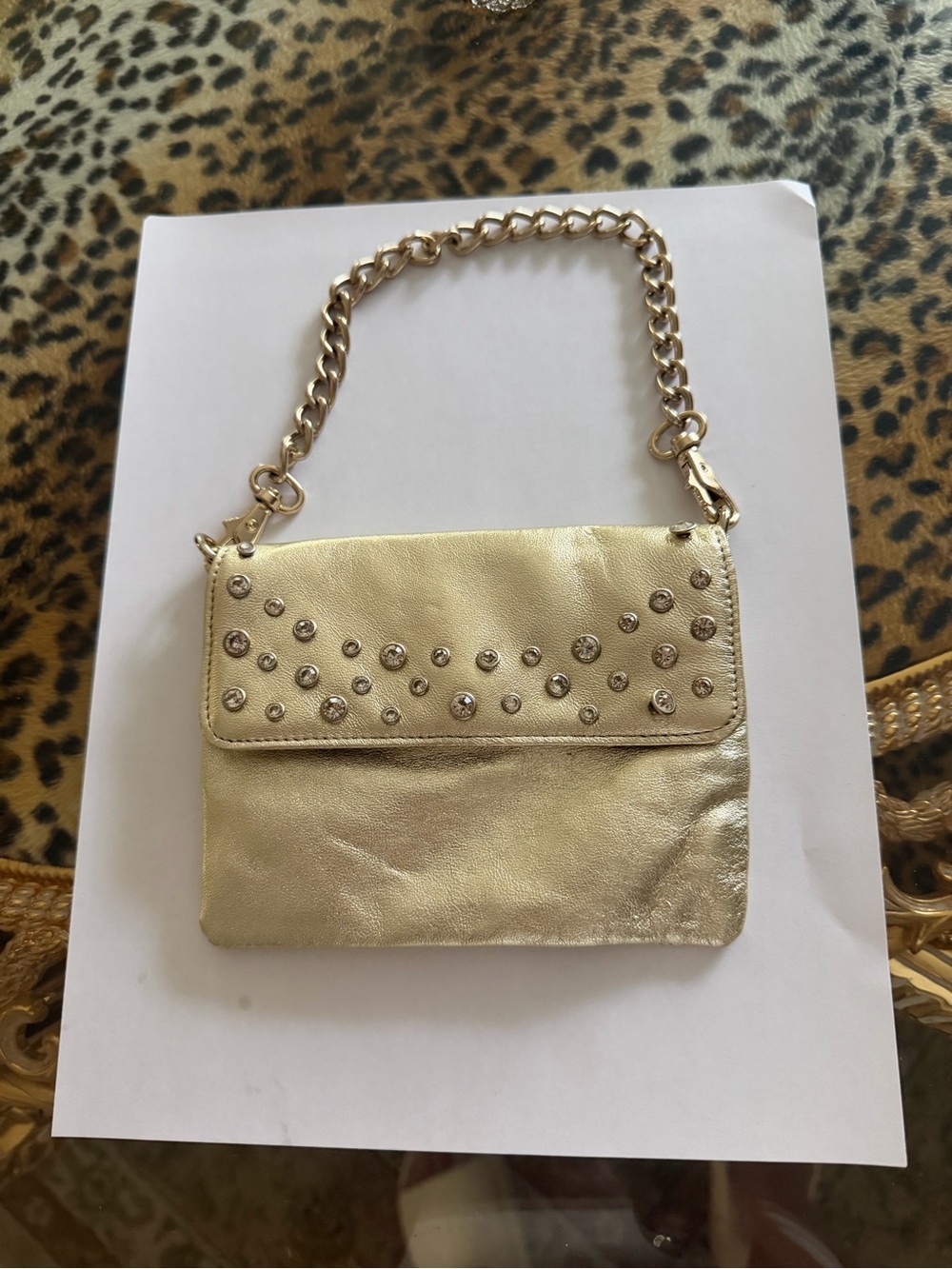 Gold Studded Chain-Handle Shoulder Bag